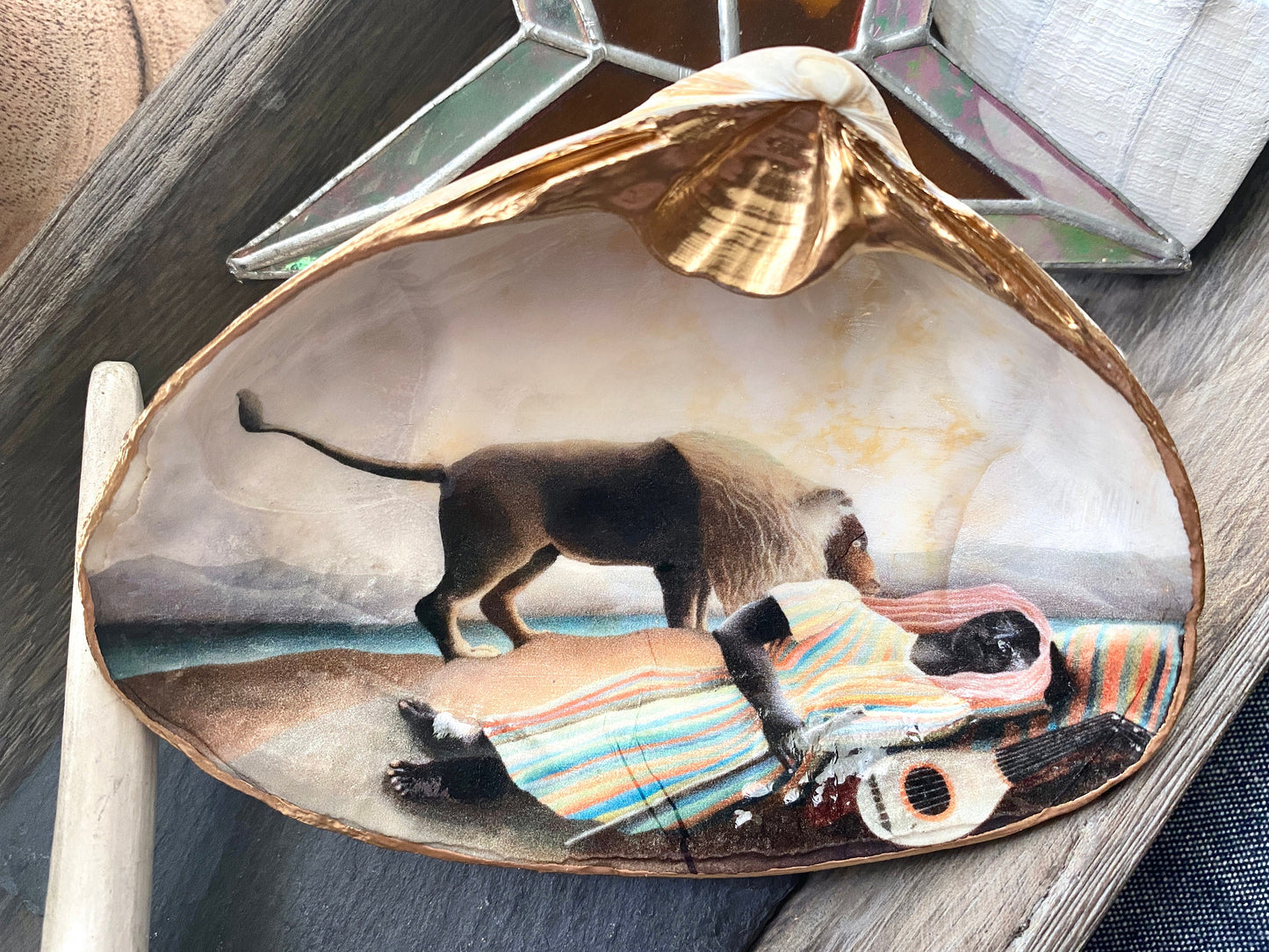 Decoupage Clam Shell Ring Dish – Rousseau Art, Coastal Home Decor