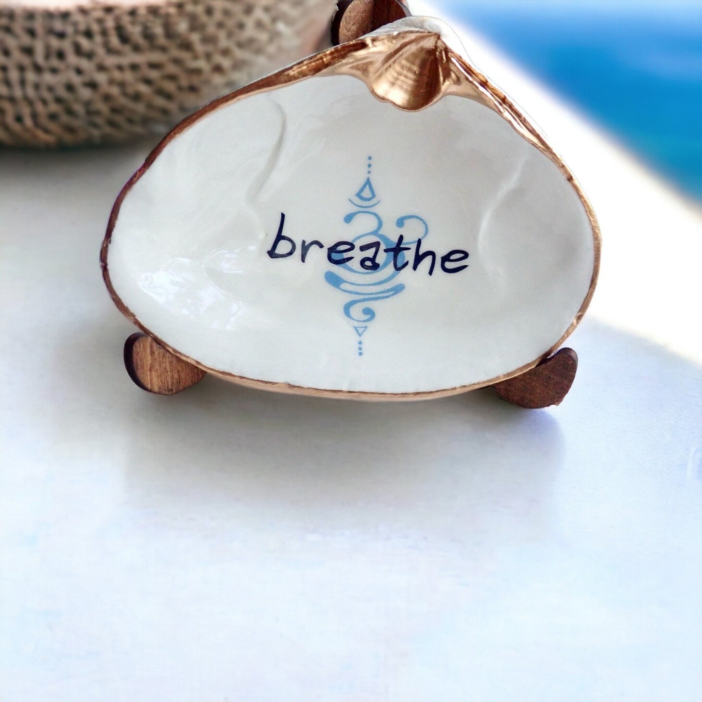 Decoupage Clam Shell Ring Dish – Handcrafted Daily Affirmation Jewelry Holder