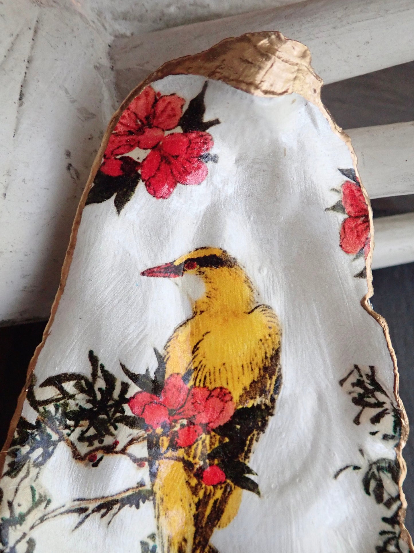 Decoupage Oyster Shell Jewelry Dish – Bird Lover Art