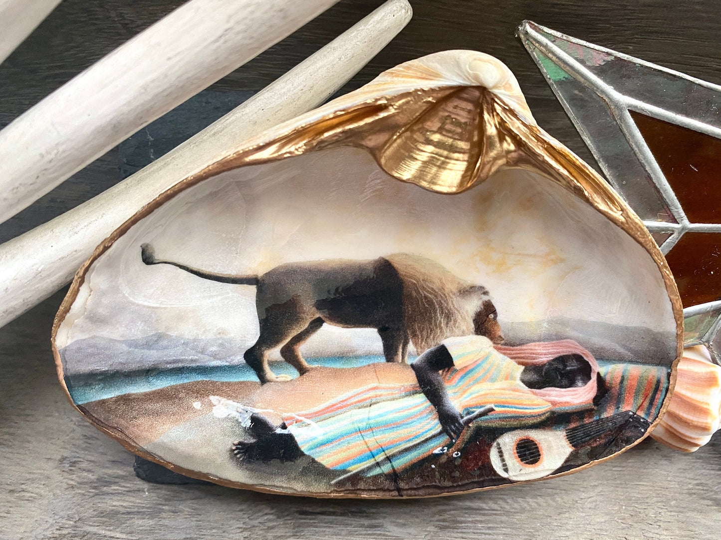Decoupage Clam Shell Ring Dish – Rousseau Art, Coastal Home Decor