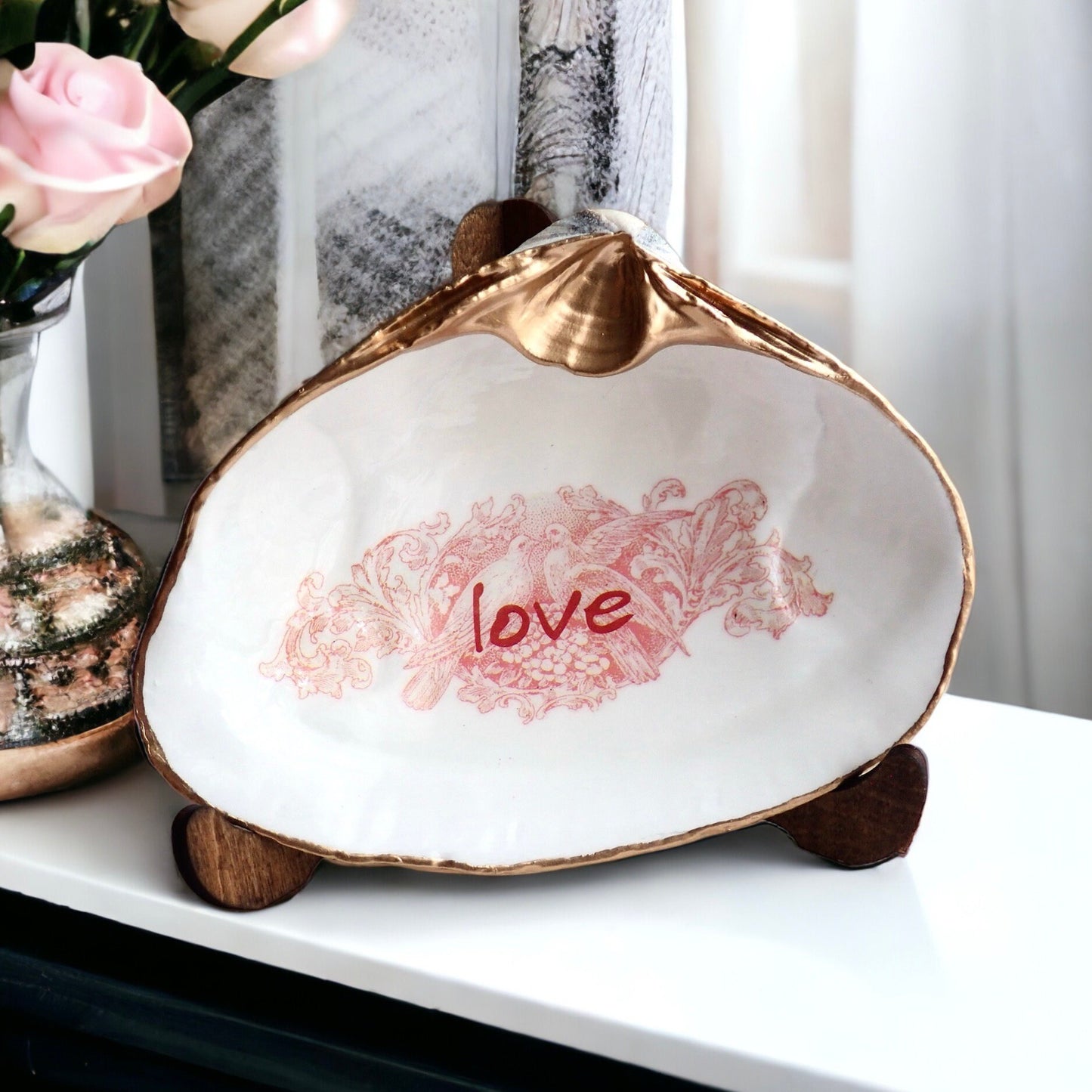 Decoupage Clam Shell Ring Dish – Affirmation Jewelry Tray