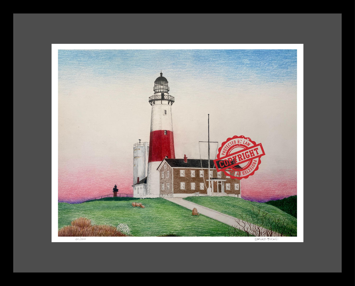 Montauk Lighthouse Limited Edition Art Print, Beach House Gift, Nautical Wall Decor, Lighthouse Art, Coastal Wall Decor, Beach Art Prints