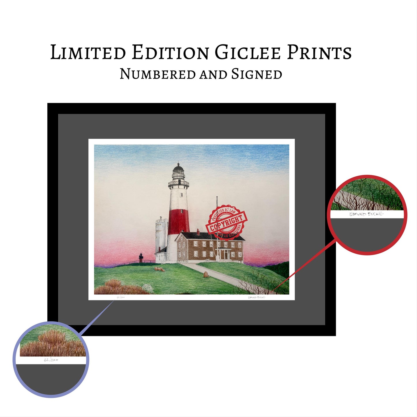 Montauk Lighthouse Limited Edition Art Print, Beach House Gift, Nautical Wall Decor, Lighthouse Art, Coastal Wall Decor, Beach Art Prints