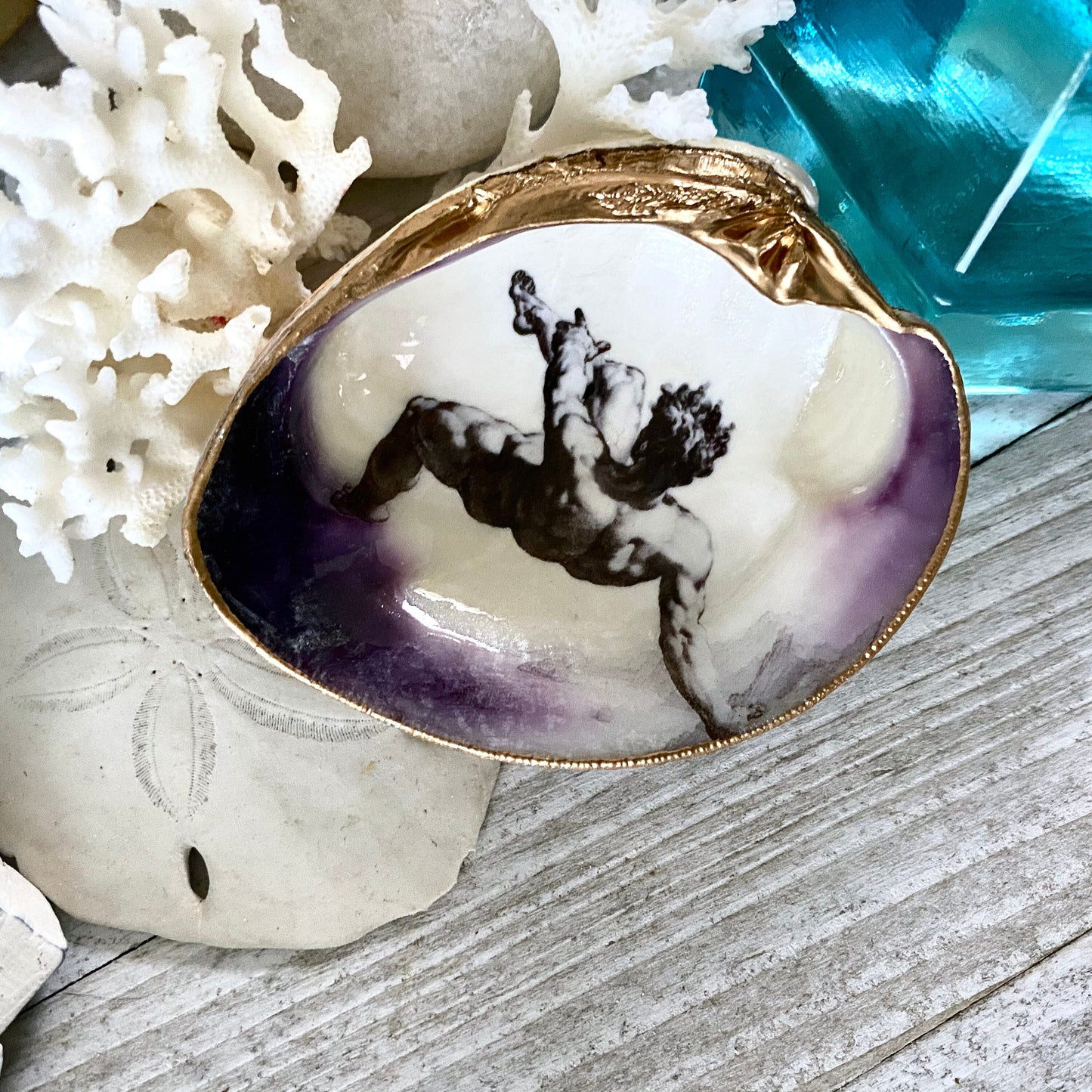 Decoupage Clam Shell Ring Dish – Greek Mythology Phaethon