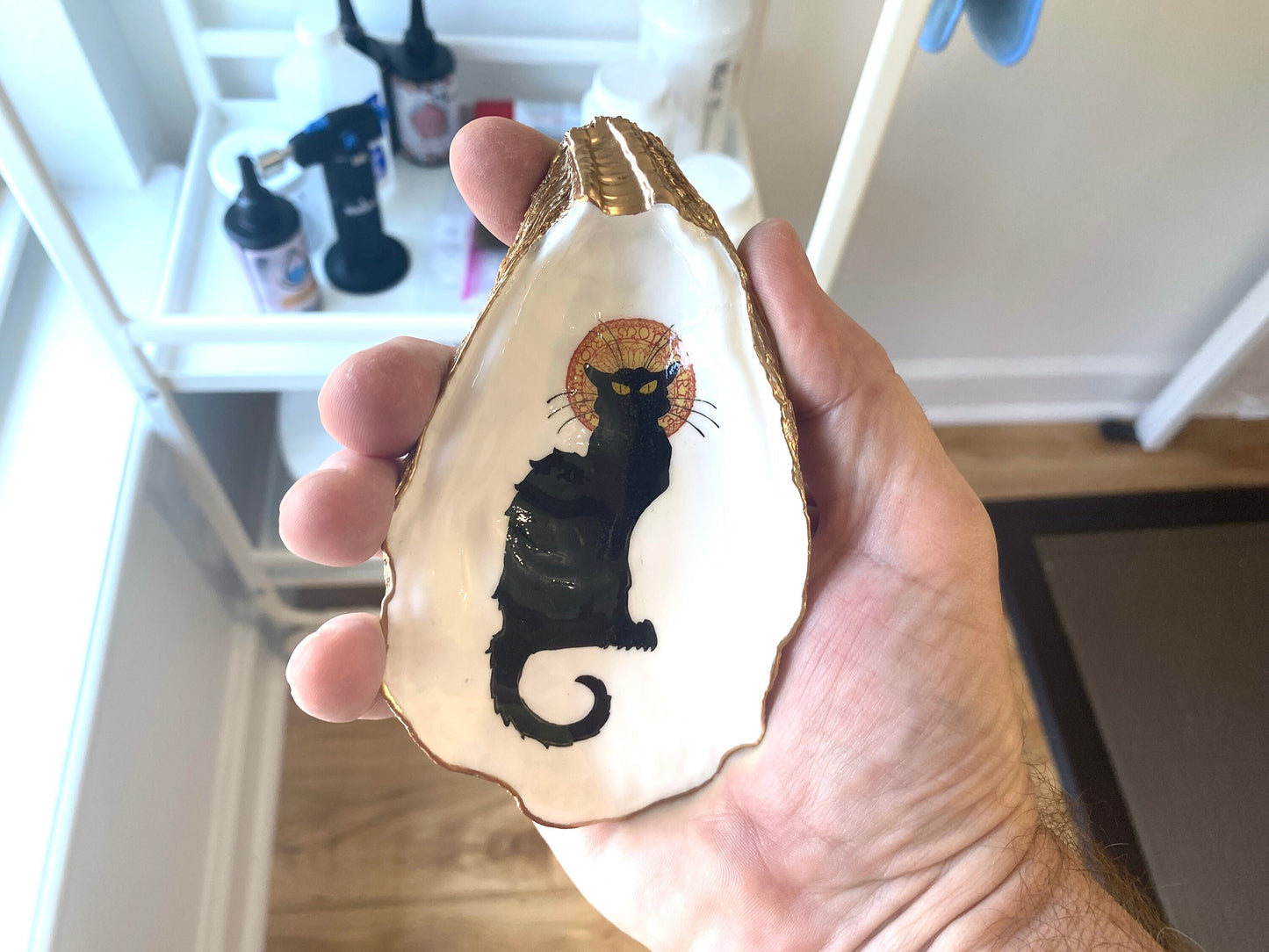 Gilded Oyster Shell Ring Dish – Le Chat Noir Design, Art Nouveau Coastal Decor