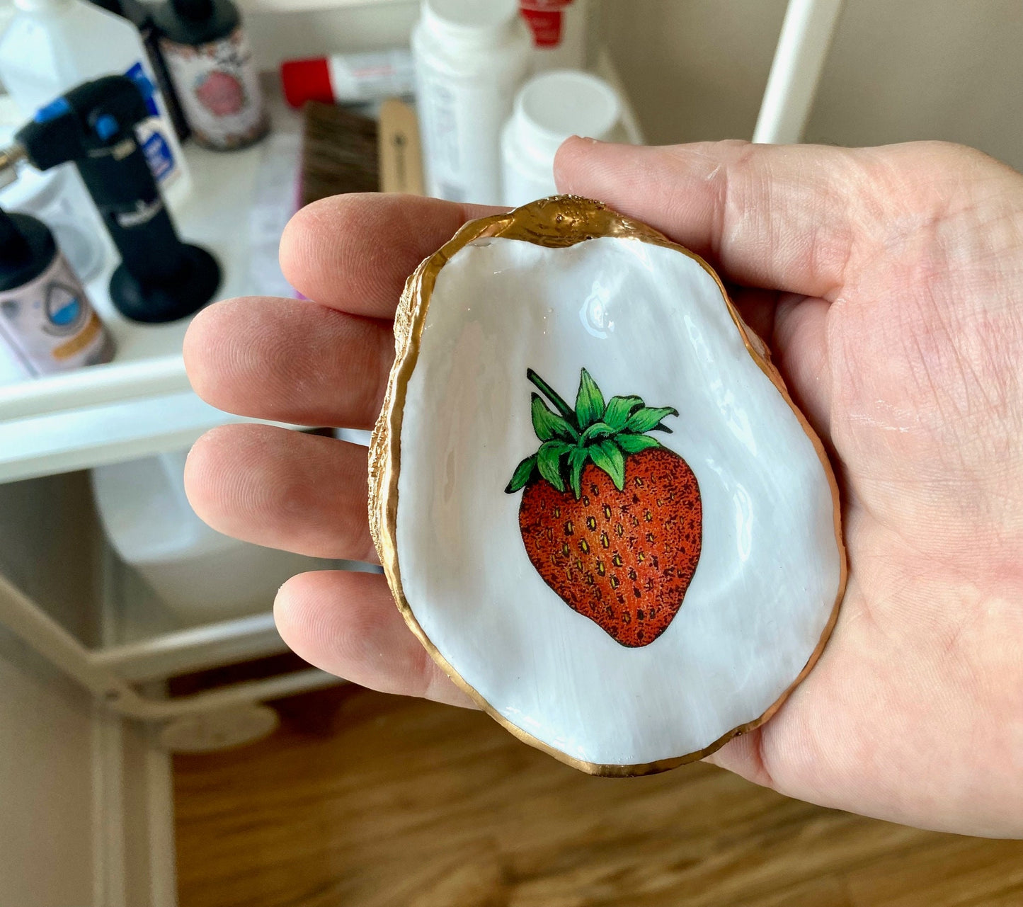 Decoupage Shell Spoon Rest – Coastal Kitchen Decor, Beach House Gift