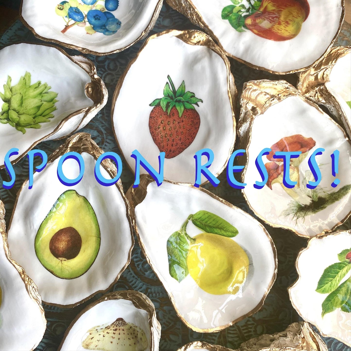 Decoupage Shell Spoon Rest – Coastal Kitchen Decor, Beach House Gift