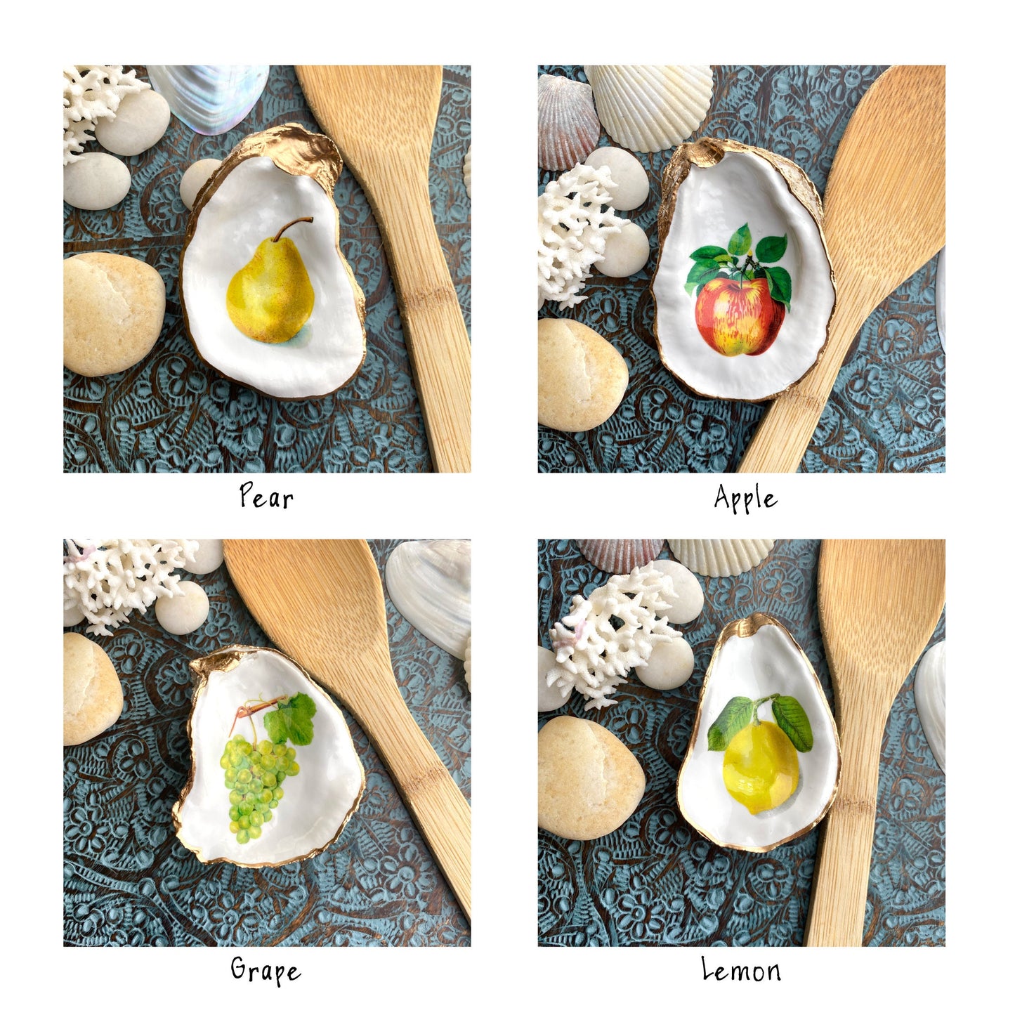 Decoupage Shell Spoon Rest – Coastal Kitchen Decor, Beach House Gift