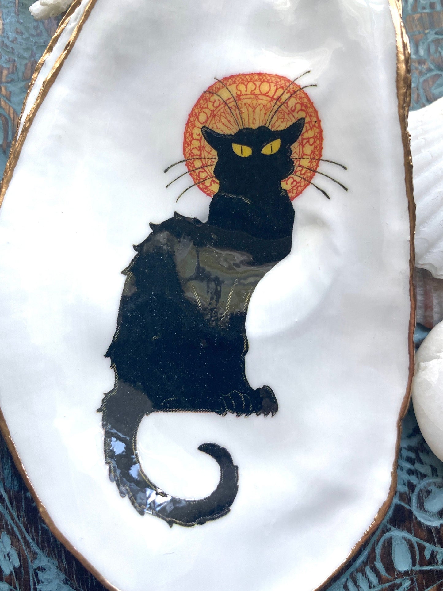 Gilded Oyster Shell Ring Dish – Le Chat Noir Design, Art Nouveau Coastal Decor