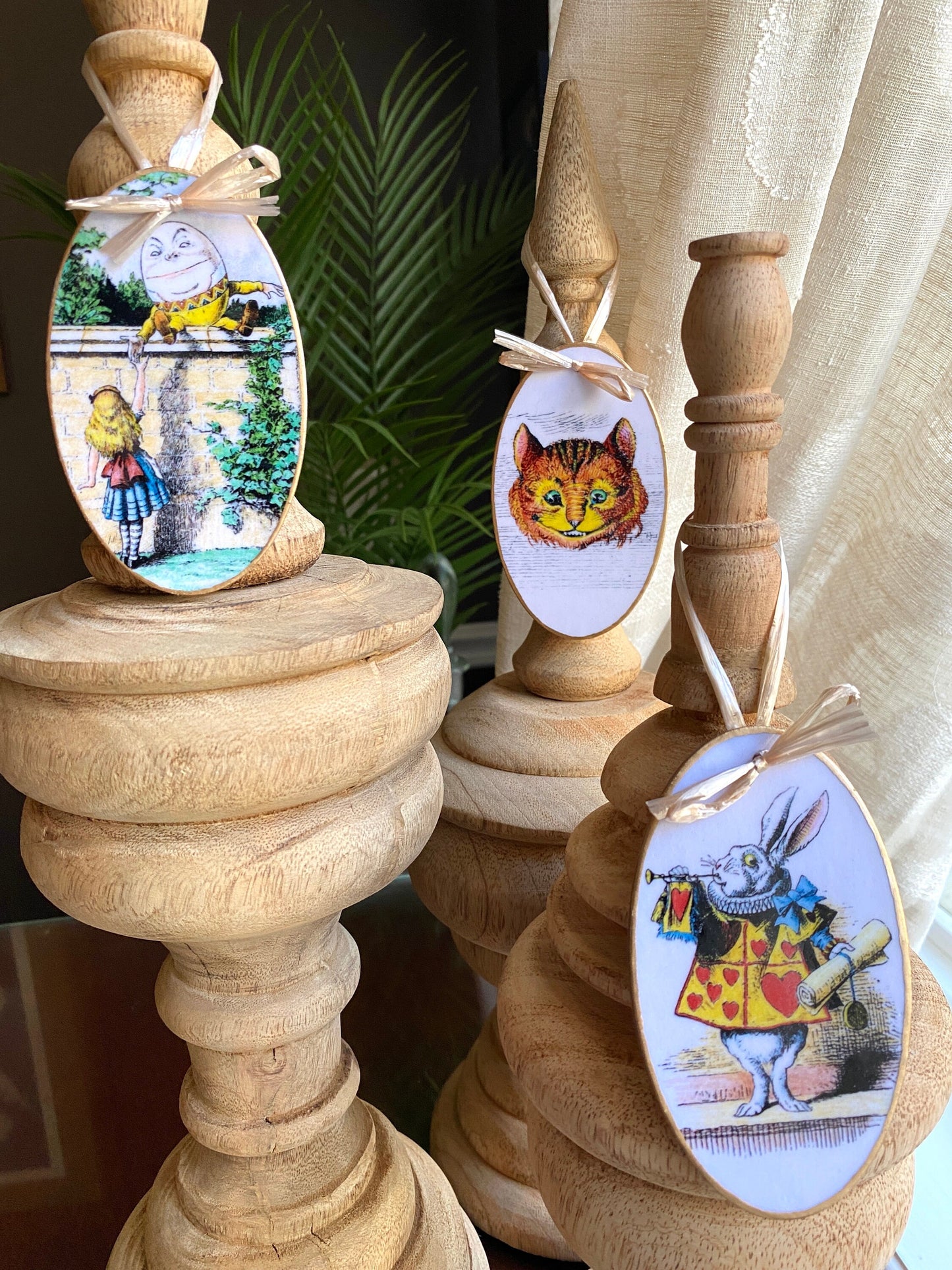 Hand-Colored Decoupage Ornament – Alice in Wonderland Lover Gift, Holiday Decor