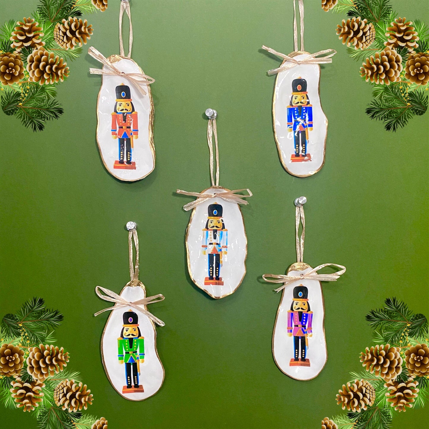 Holiday Ornament Nutcracker Suite Decoupage Oyster Shells