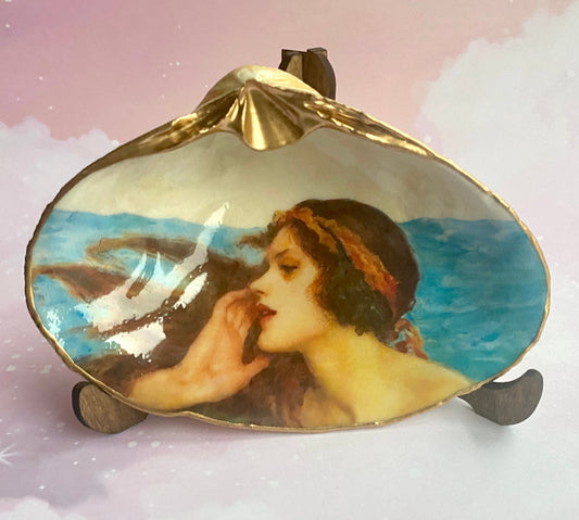 Mermaid Art Decoupage Clam Shell