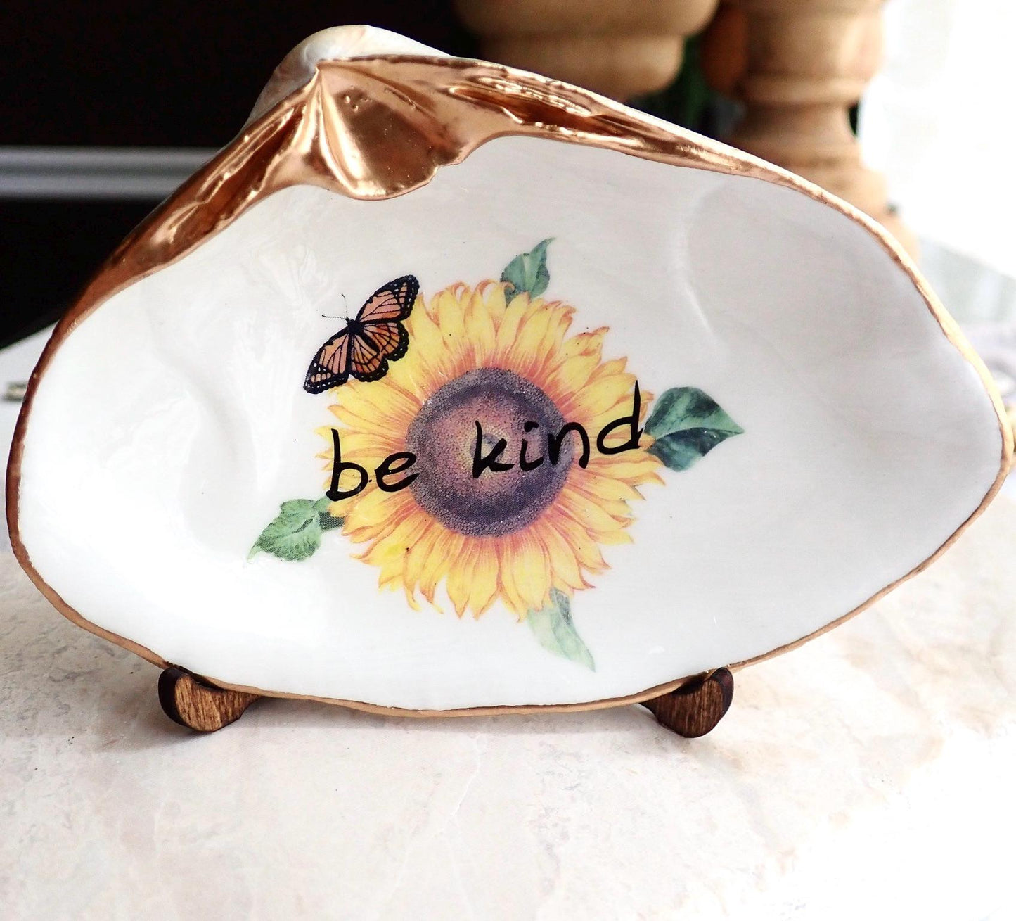 Decoupage Clam Shell Ring Dish – Affirmation Jewelry Tray