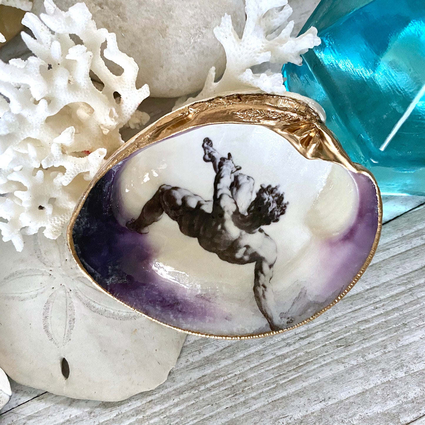 Decoupage Clam Shell Ring Dish – Greek Mythology Phaethon