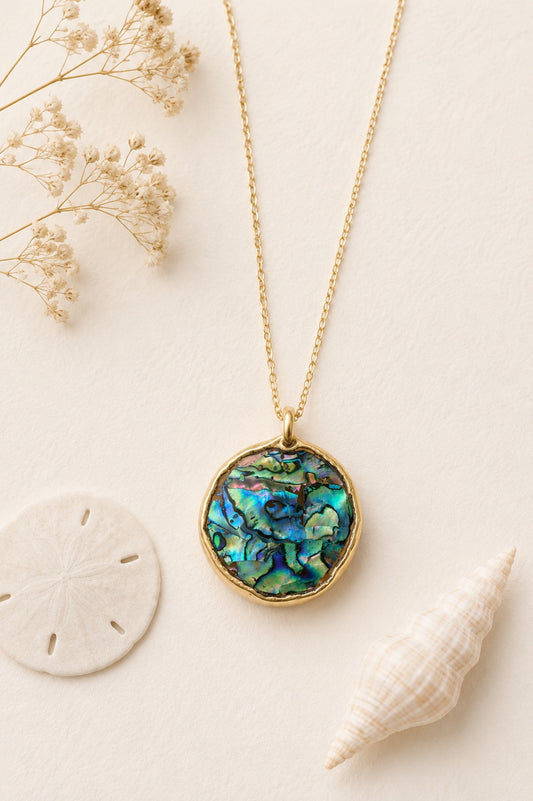 Hand Made Real Seashell Abalone Shell Pendant Necklace