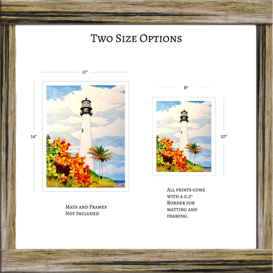 Lighthouse Art, Coastal Wall Decor, Beach Art Prints,Limited Edition Art Prints, Cape Florida Lighthouse, Nautical Gift, Key Biscayne Art