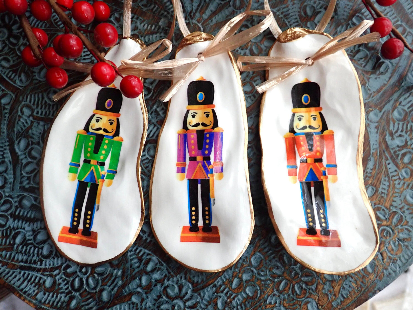Holiday Ornament Nutcracker Suite Decoupage Oyster Shells
