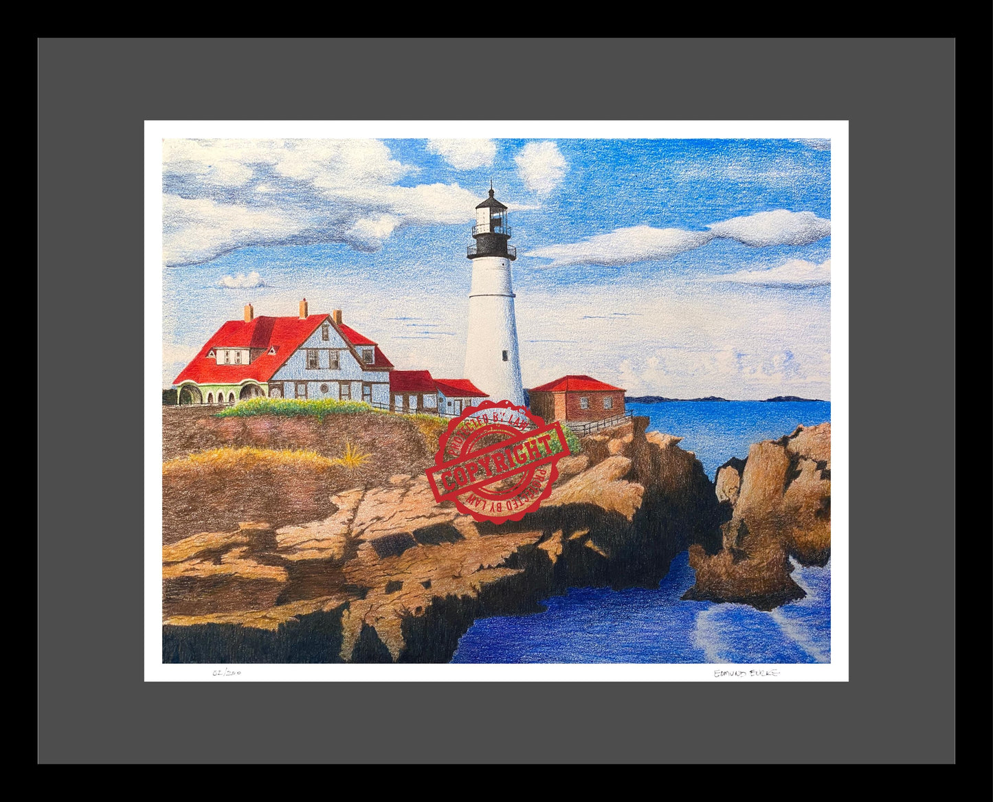 Portland Head Lighthouse Print, Beach Art Prints, Lighthouse Art, Coastal Wall Decor, Original Art Prints, Maine Coast Art, Nautical Gift