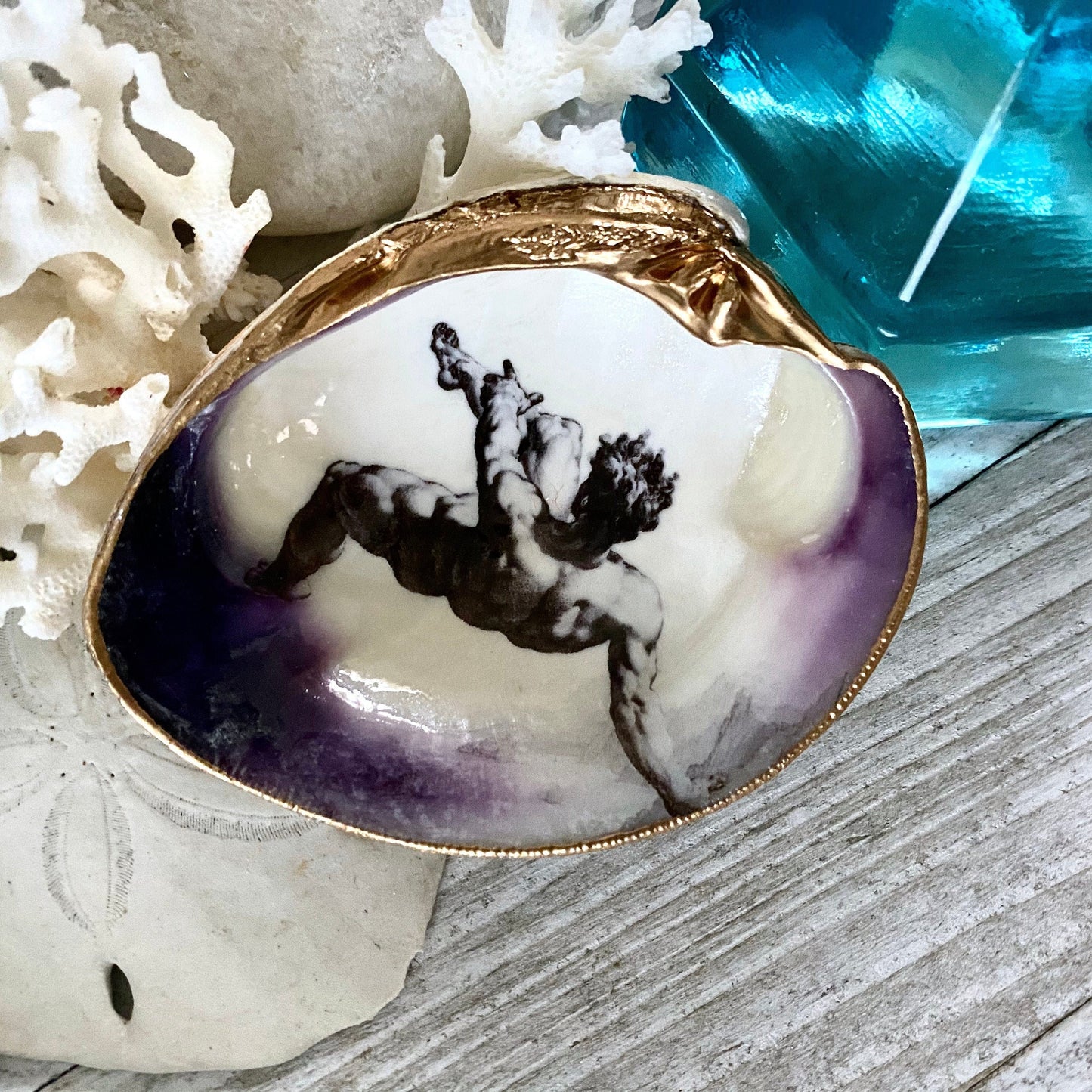Decoupage Clam Shell Ring Dish – Greek Mythology Phaethon