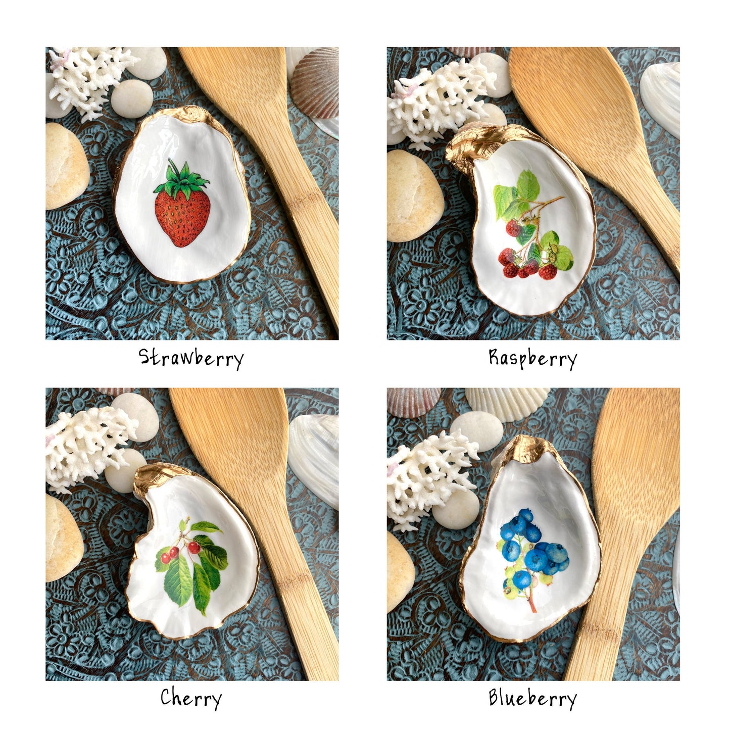 Decoupage Shell Spoon Rest – Coastal Kitchen Decor, Beach House Gift