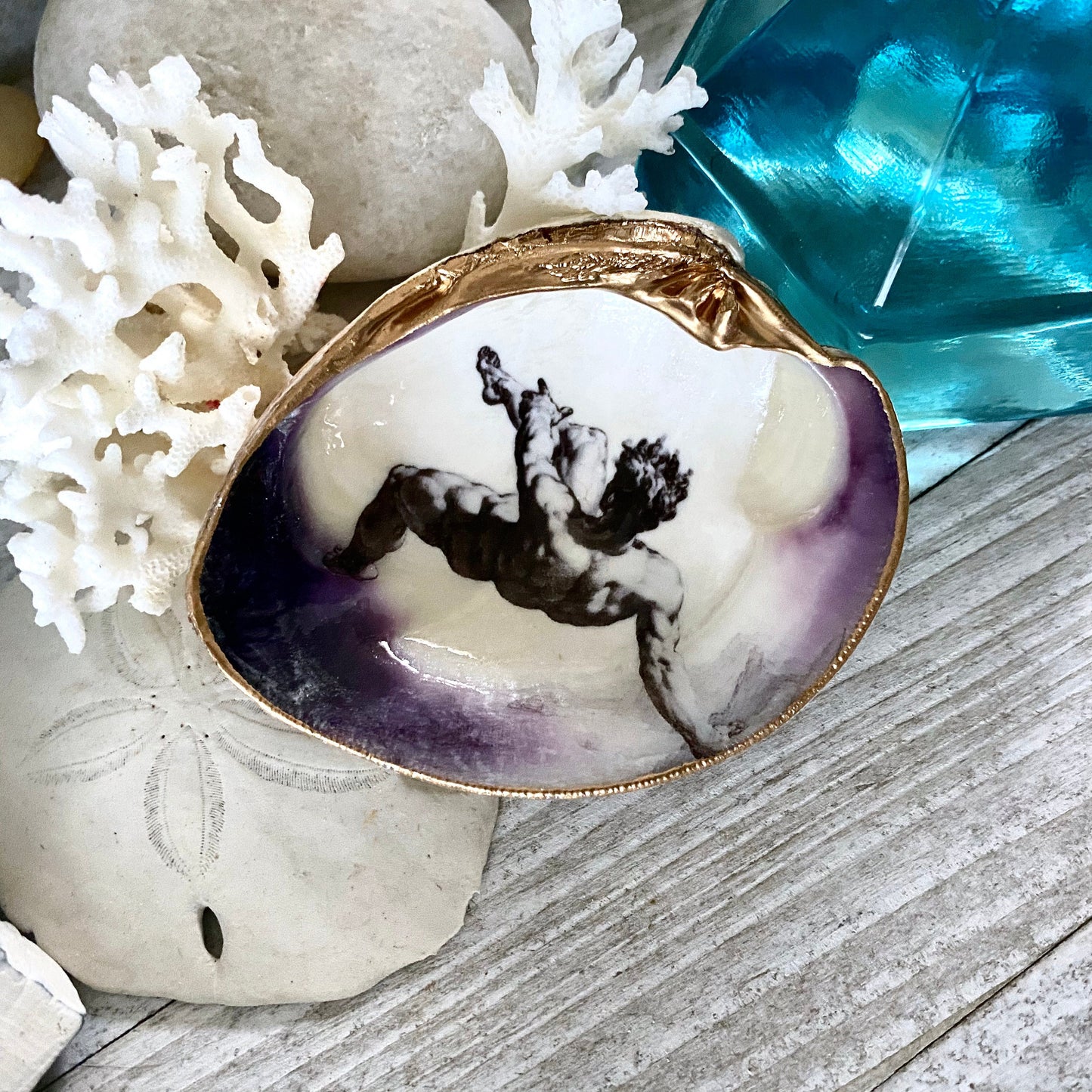 Decoupage Clam Shell Ring Dish – Greek Mythology Phaethon