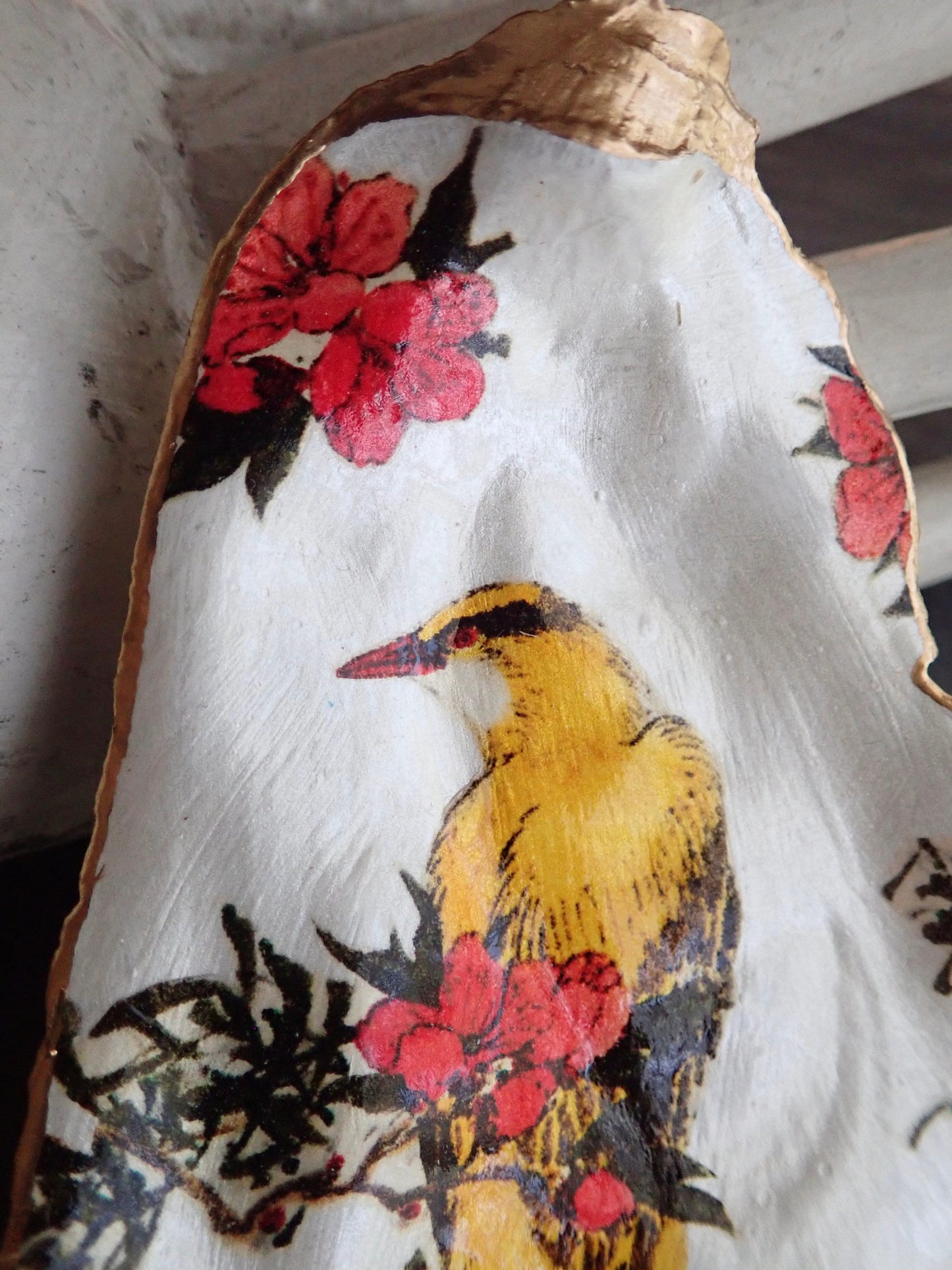 Decoupage Oyster Shell Jewelry Dish – Bird Lover Art