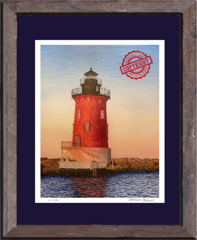 Delaware Lighthouse Watercolor Art, Coastal Wall Decor, Beach House Painting ,Original Artwork Limited Edition Art Prints, Nautical Gift