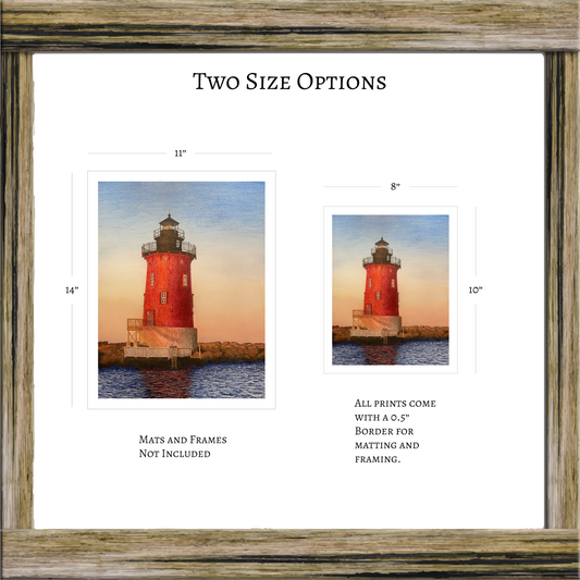 Delaware Lighthouse Watercolor Art, Coastal Wall Decor, Beach House Painting ,Original Artwork Limited Edition Art Prints, Nautical Gift