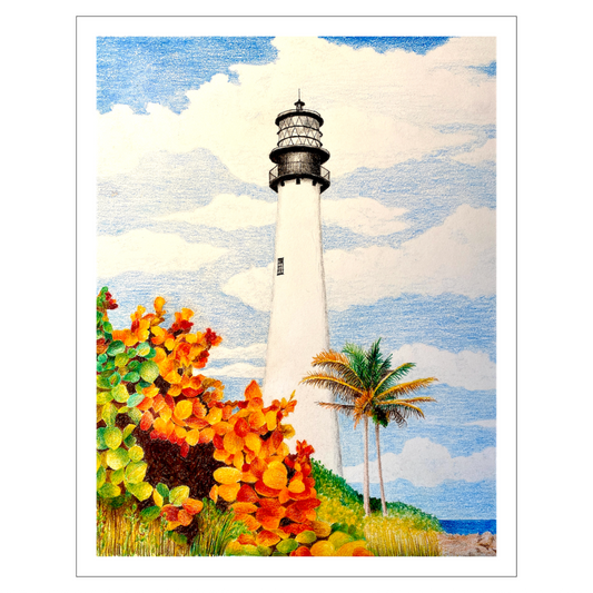 Lighthouse Art, Coastal Wall Decor, Beach Art Prints,Limited Edition Art Prints, Cape Florida Lighthouse, Nautical Gift, Key Biscayne Art
