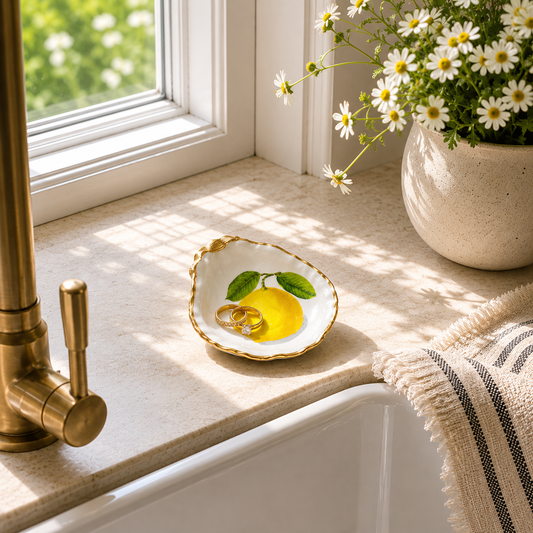 Lemon Botanical Oyster Shell Dish | Fresh Cottage Kitchen Décor