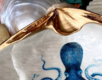 Decoupage Clam Shell Octopus Art