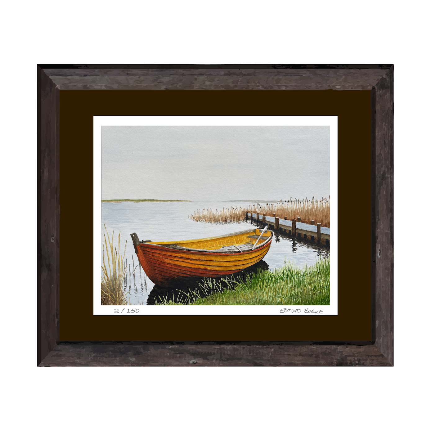 Original Watercolor Print of an Old Skiff on a Quiet Shoreline – Coastal Wall Art