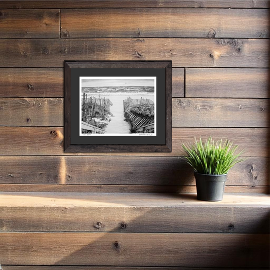 Fire Island Sand Dunes Black & White Pen and Ink Beach Path Print — Long Island Ocean Shore Art, Beach House Coastal Wall Decor