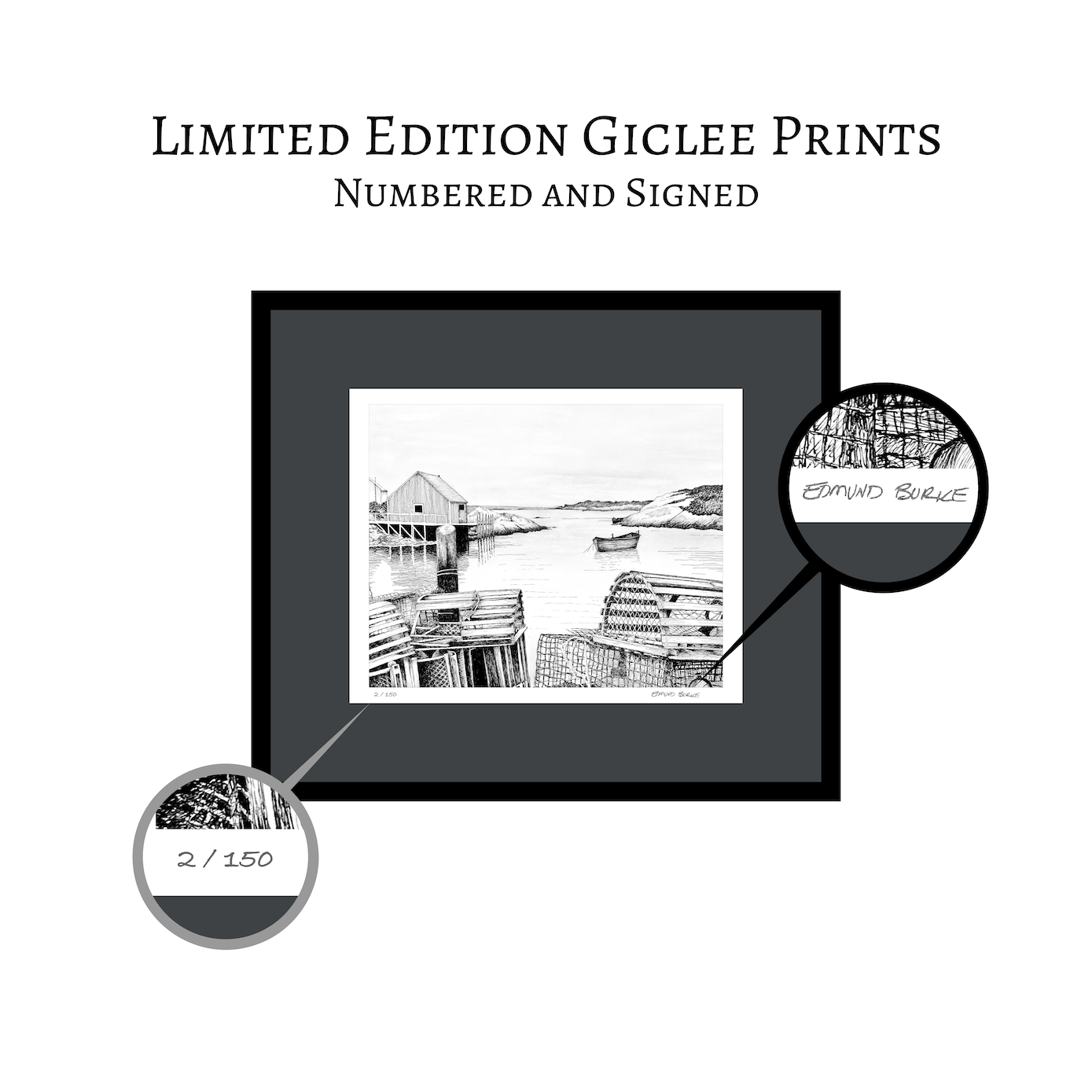Pen & Ink Print of Peggy’s Cove Fishing Village – Halifax, Nova Scotia, Coastal Artwork