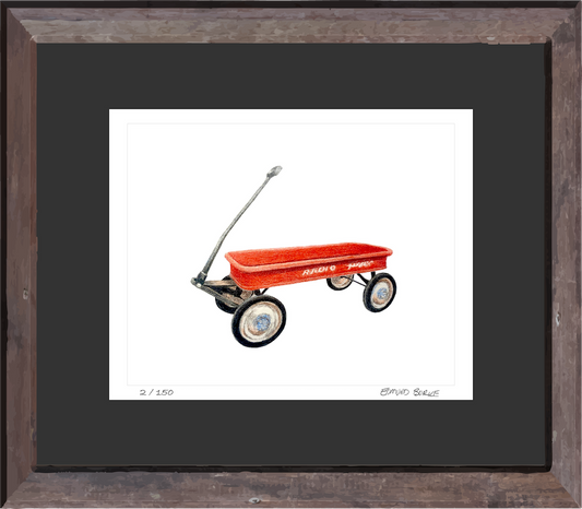 Island Life Wall Art, Red Wagon Illustration, Coastal Decor, Fire Island Art, Beach House Decor, Retro Wagon Drawing
