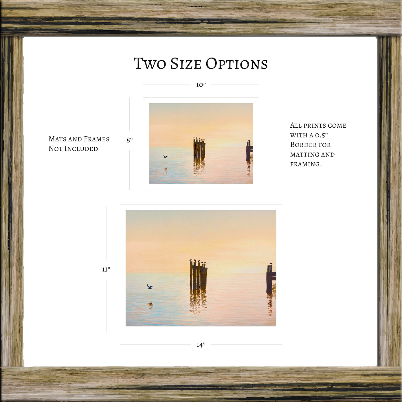 Shorebirds at Dawn Original Watercolor Beach Print, Morning Sunrise with Seagulls Print, Calm Pastel Seascape Art, Beach House Coastal Decor