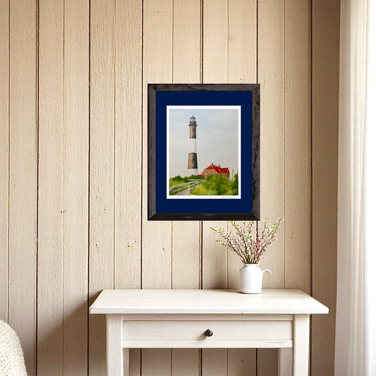 Fire Island Lighthouse Art, Original Watercolor Print, Sunny Summer Seascape Art, Beach House Coastal Decor Gift, Beachy Seaside Painting