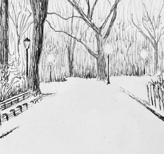 Central Park NYC Print, New York City Wall Art, Greywacke Arch Pen and Ink Drawing, Manhattan Art Print, NYC Winter Scene