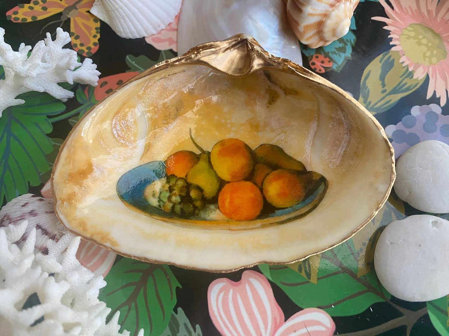 Decoupage Shell Ring Dish – Cézanne Art, Coastal Housewarming Gift