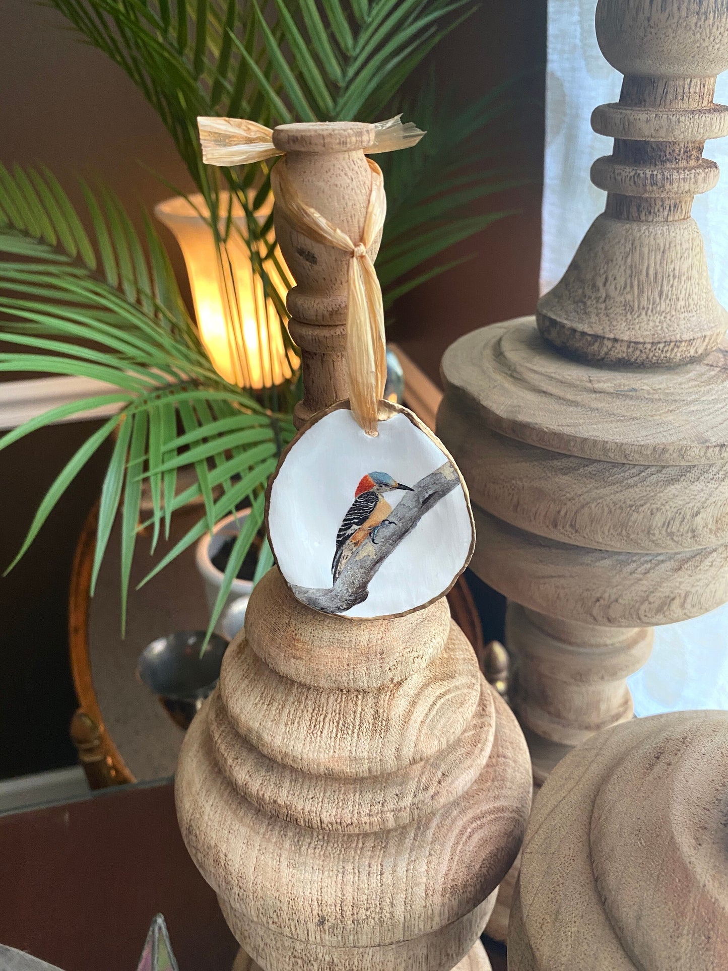 Holiday Ornaments Decoupage Bird Lover Oyster Shell