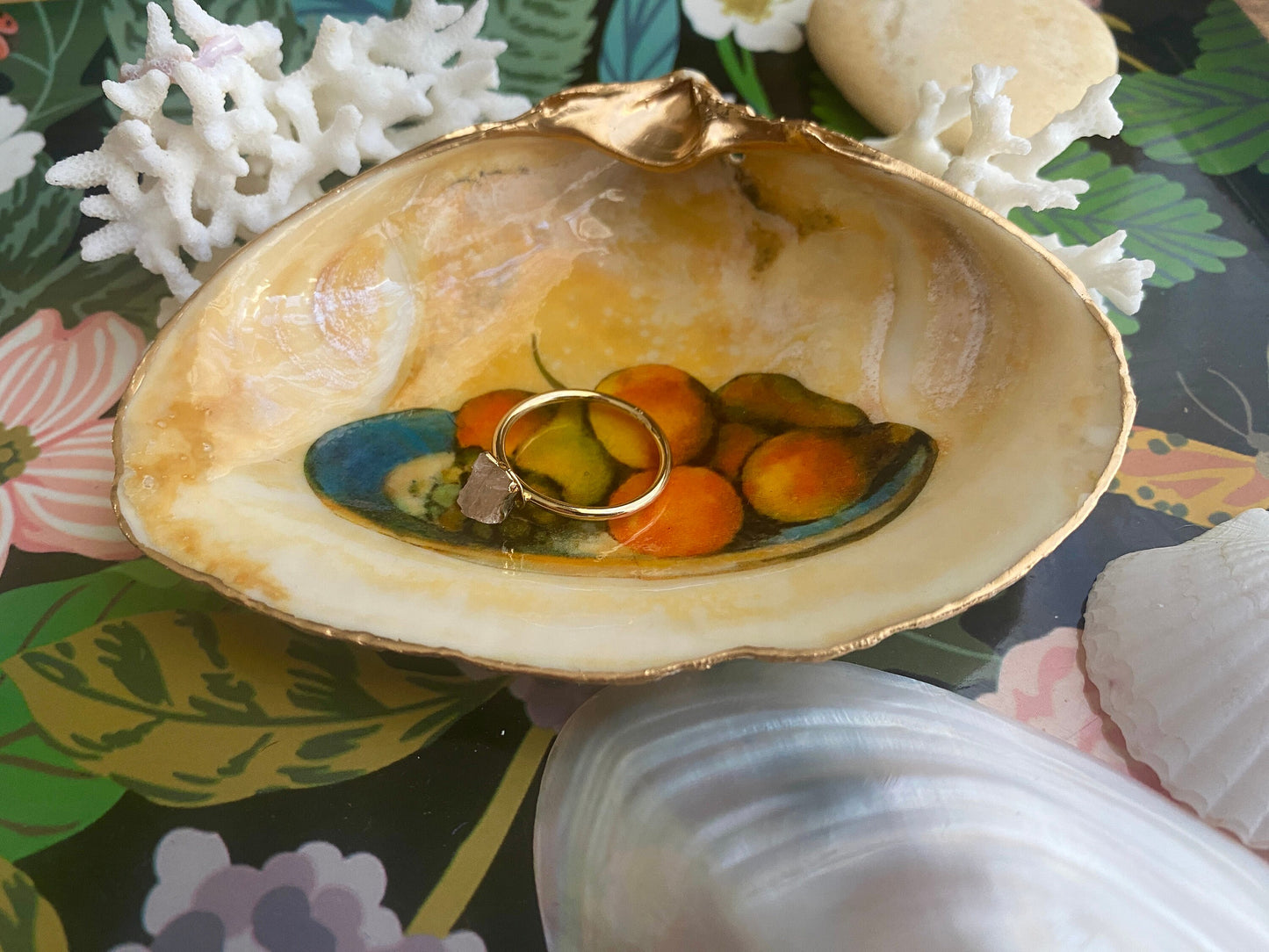 Decoupage Shell Ring Dish – Cézanne Art, Coastal Housewarming Gift