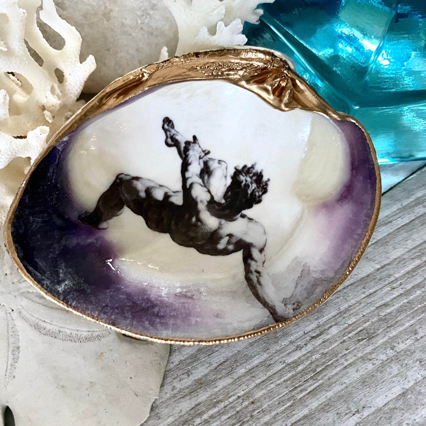 Decoupage Clam Shell Ring Dish – Greek Mythology Phaethon