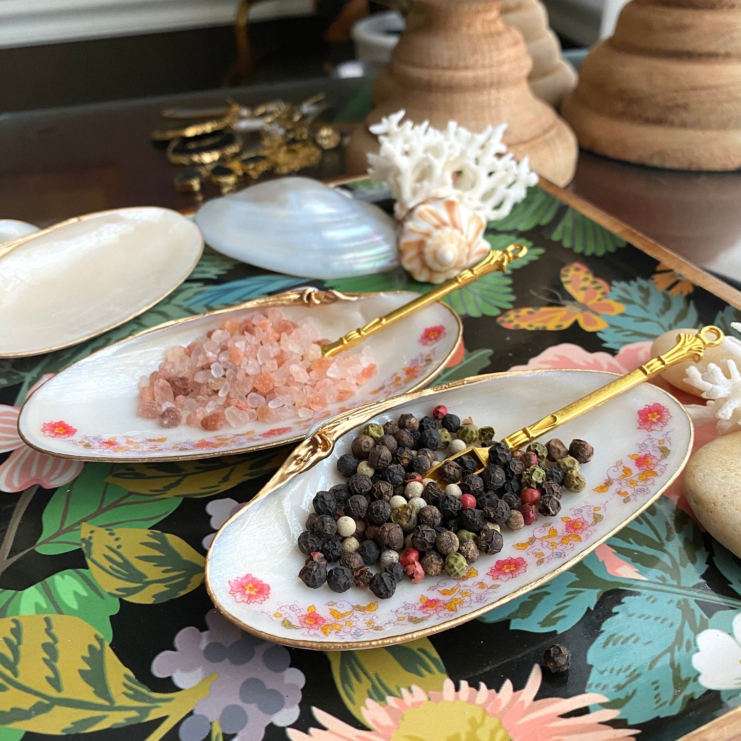 Handcrafted Clam Shell Salt and Pepper Dishes – Beach House Table Decor