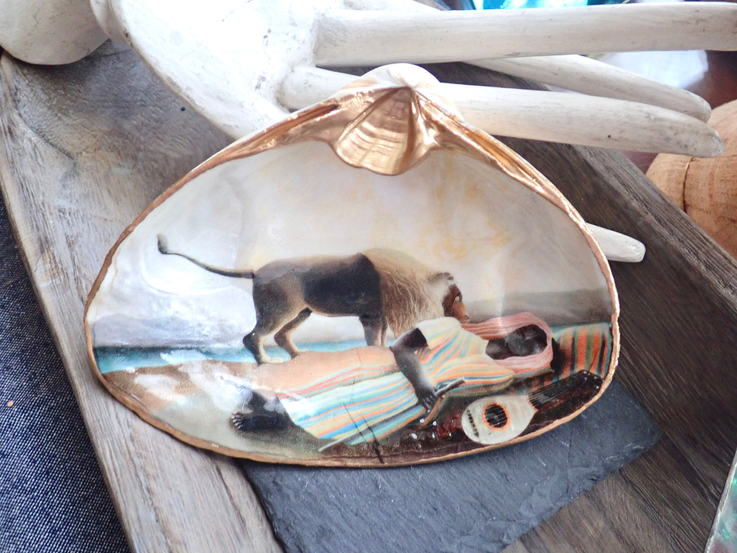 Decoupage Clam Shell Ring Dish – Rousseau Art, Coastal Home Decor