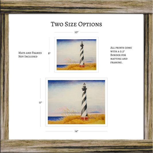 Cape Hatteras Lighthouse Limited Edition Art Print, North Carolina Beach Art Prints, Lighthouse Art, Coastal Wall Decor, Outer Banks Art