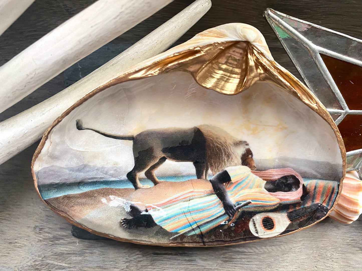 Decoupage Clam Shell Ring Dish – Rousseau Art, Coastal Home Decor