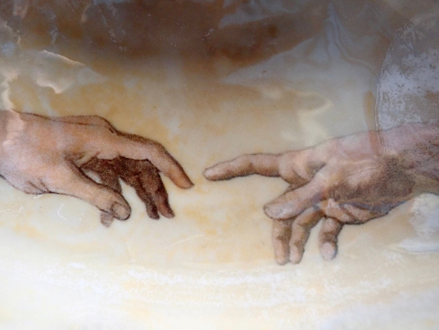 Decoupage Clam Shell Trinket Dish Michelangelo Art