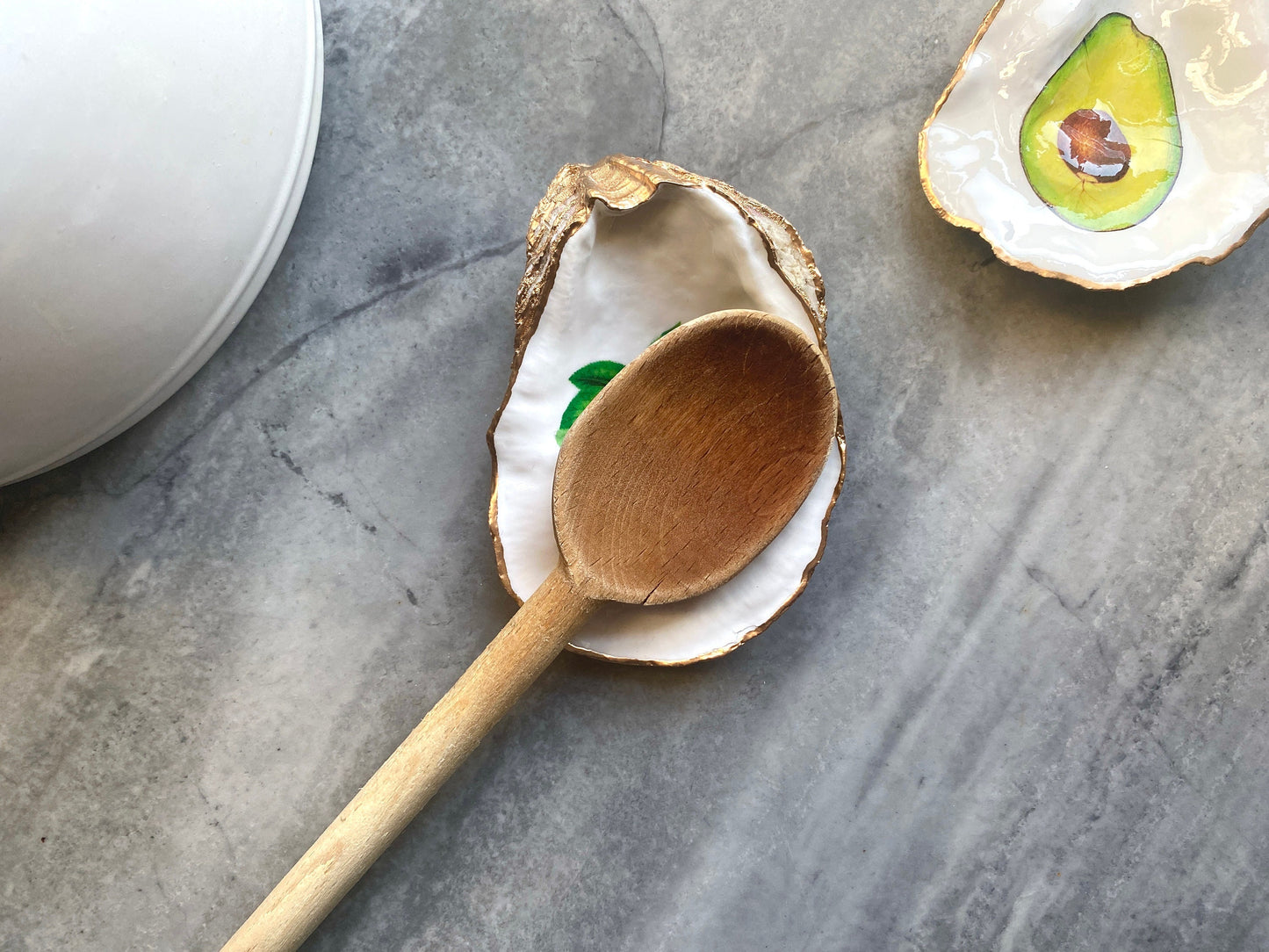 Decoupage Shell Spoon Rest – Coastal Kitchen Decor, Beach House Gift