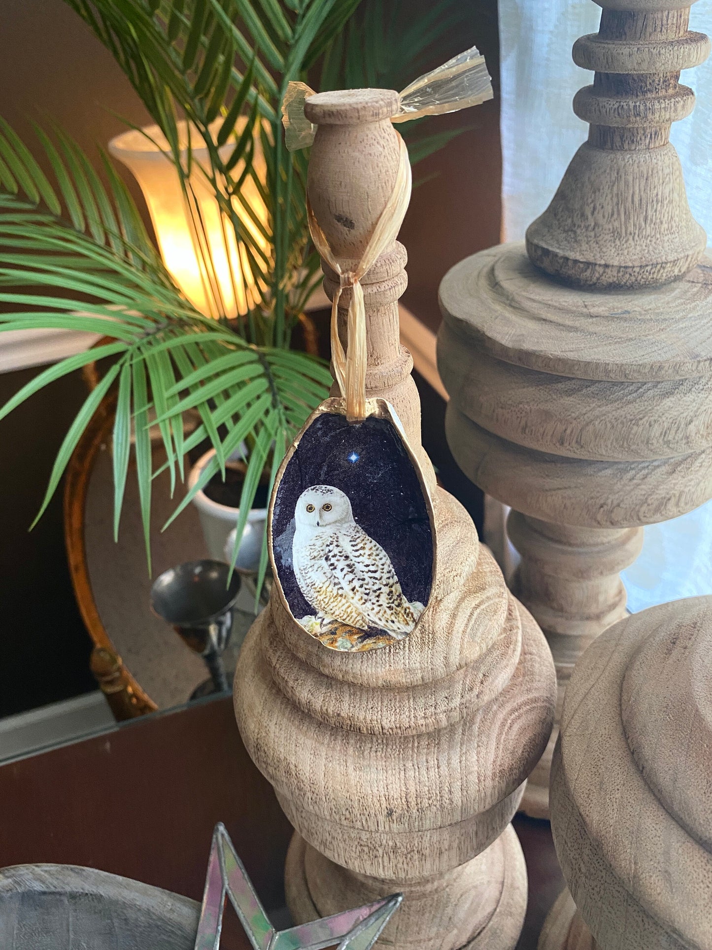 Holiday Ornaments Decoupage Bird Lover Oyster Shell