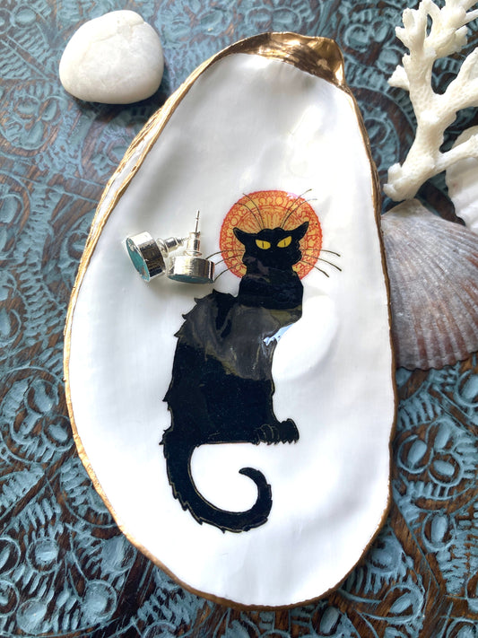 Gilded Oyster Shell Ring Dish – Le Chat Noir Design, Art Nouveau Coastal Decor
